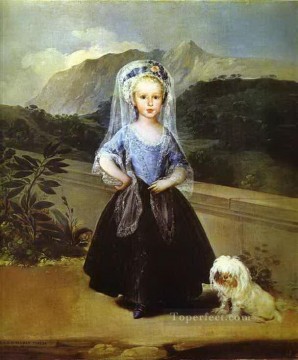 動物 Painting - マリア・テレサ・デ・ボルボンとヴァッラブリガ・フランシスコ・デ・ゴヤのペットの子供たちの肖像